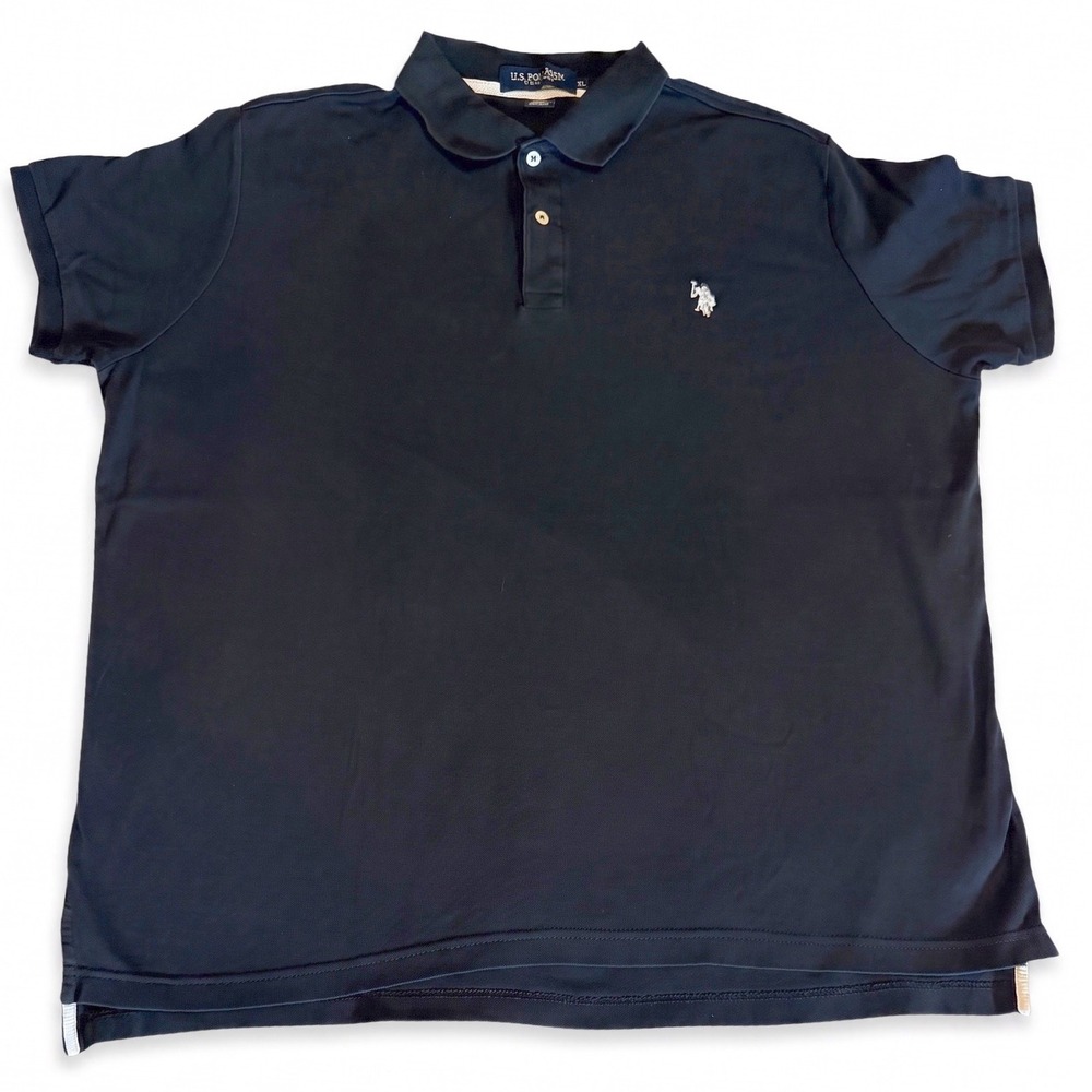 US Polo Assn Luxury Feel Black Polo Shirt Mens XL Short Sleeve Embroidered Logo